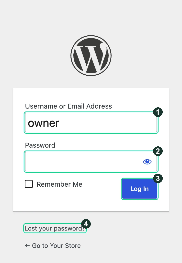 Screenshot: The login screen