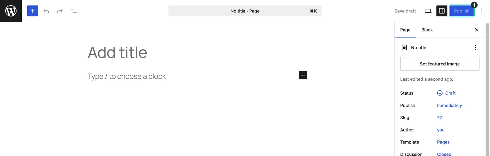Screenshot: A new, empty page