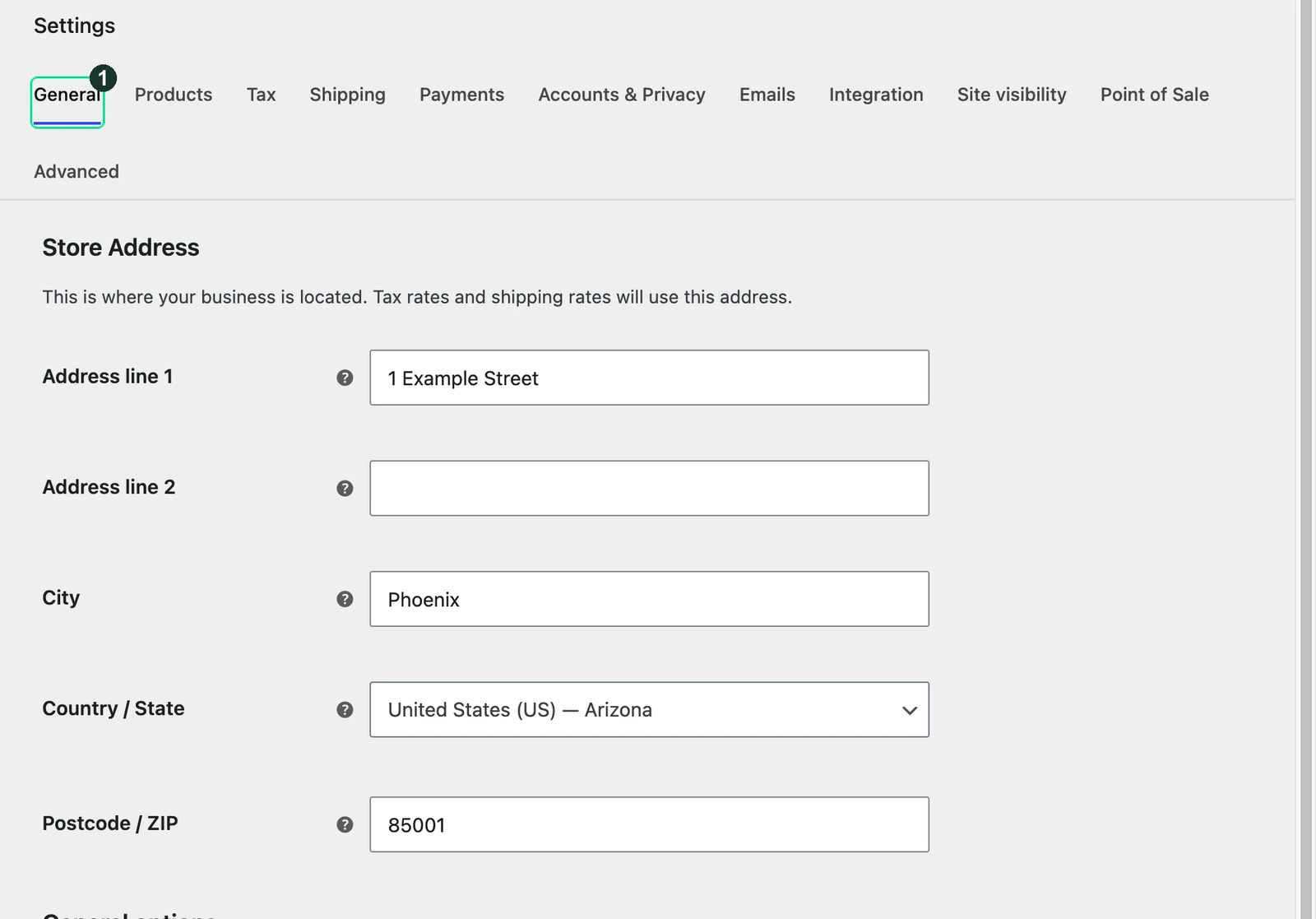 Screenshot: The settings screen